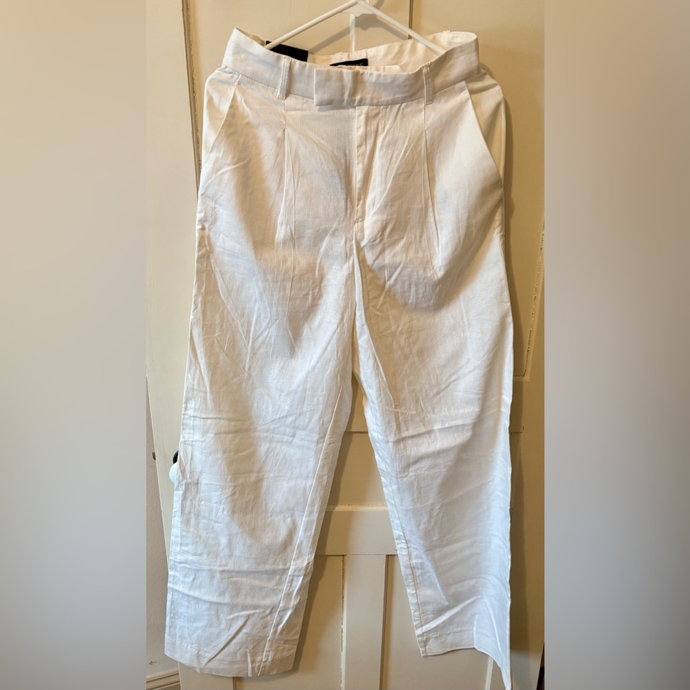 NEW Banana Republic White Linen High-Rise Wide Leg Pants, Size 4